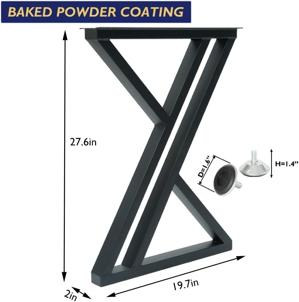 Patas de metal de 28 pulgadas, patas altas industriales modernas para mesa de café, patas de escritorio de metal negro, forma triangular, base para