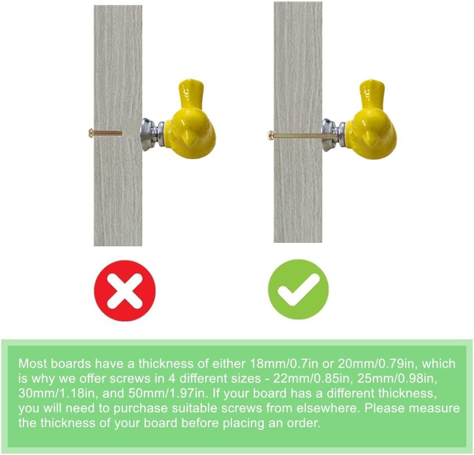 Pomos de cerámica con forma de pájaro para puertas y cajones, pomos para muebles y cocina, tiradores para armarios con tornillos, paquete de 6