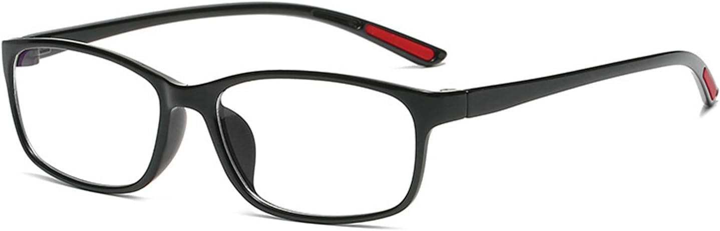 Gafas rectangulares clásicas, con marco de bloqueo de luz azul, borde completo, lentes transparentes sin receta (brazo negro)