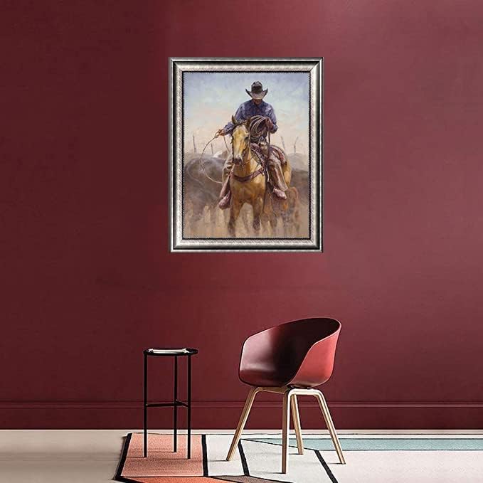 Kits de pintura de diamantes 5D West Cowboy Riding Horse Taladro completo, cuentas redondas, arte de diamante, gemas de piedra de punto de cruz,