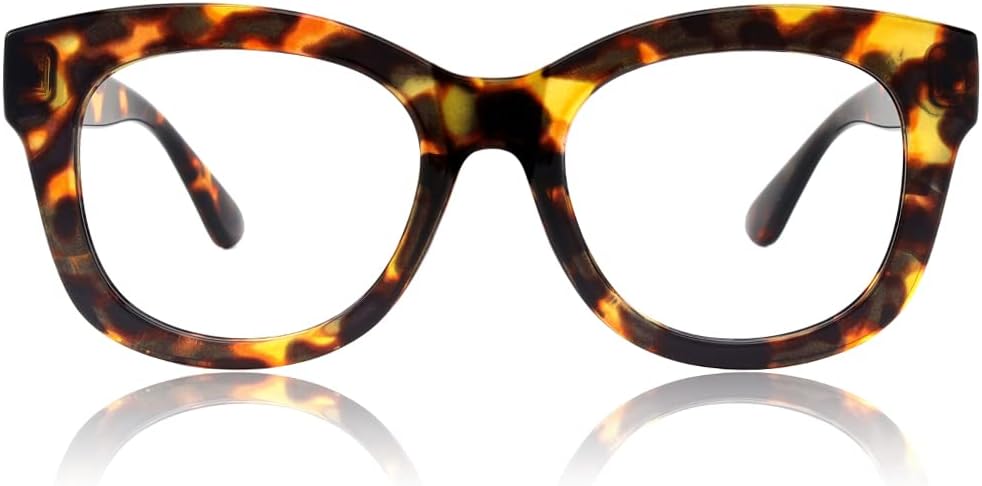 JiSoo Oversized Reading Glasses for Women, Fashion Oprah Style Large Blue Light Blocking Readers