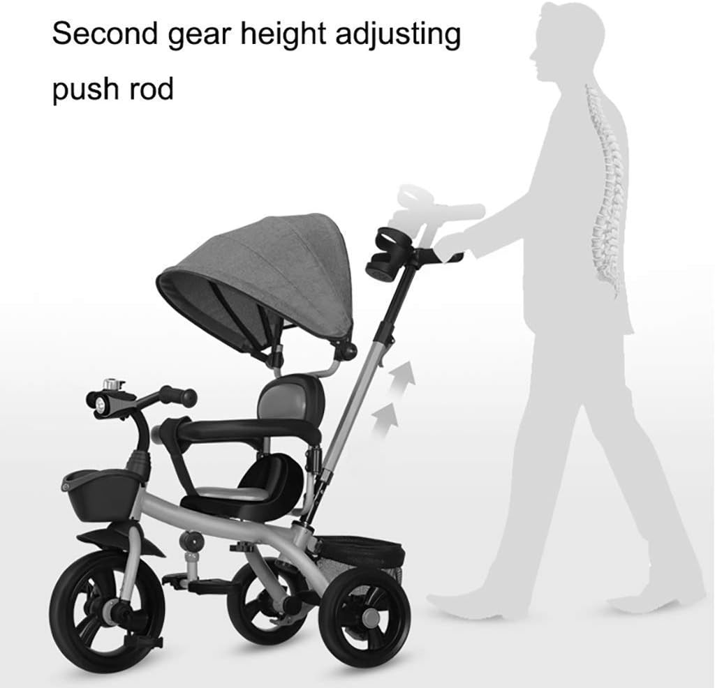 Triciclo plegable para niños pequeños al aire libre, giratorio con altura de asiento ajustable, ruedas traseras convertibles y pedal extraíble