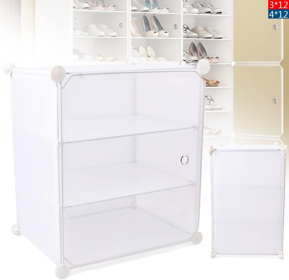 DYRABREST Armario apilable de almacenamiento de zapatos deportivos con puertas, organizador de zapatos de 12 niveles para armario, estante de