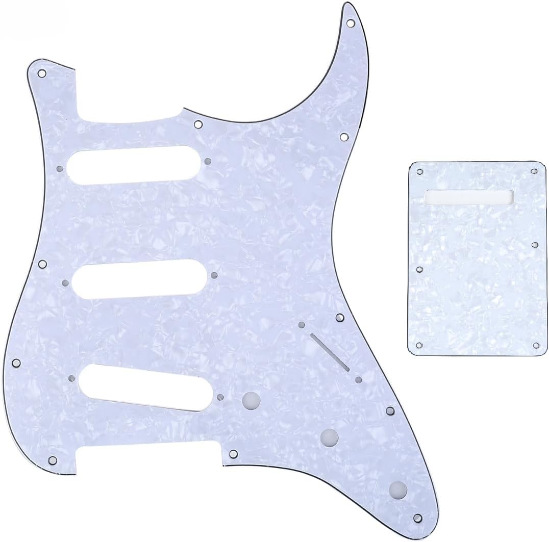 Juego de carcasa para guitarra eléctrica Musiclily SSS 11 agujeros Stratocaster para Fender, hecho en MéxicoEE. UU., Blanco Perlado