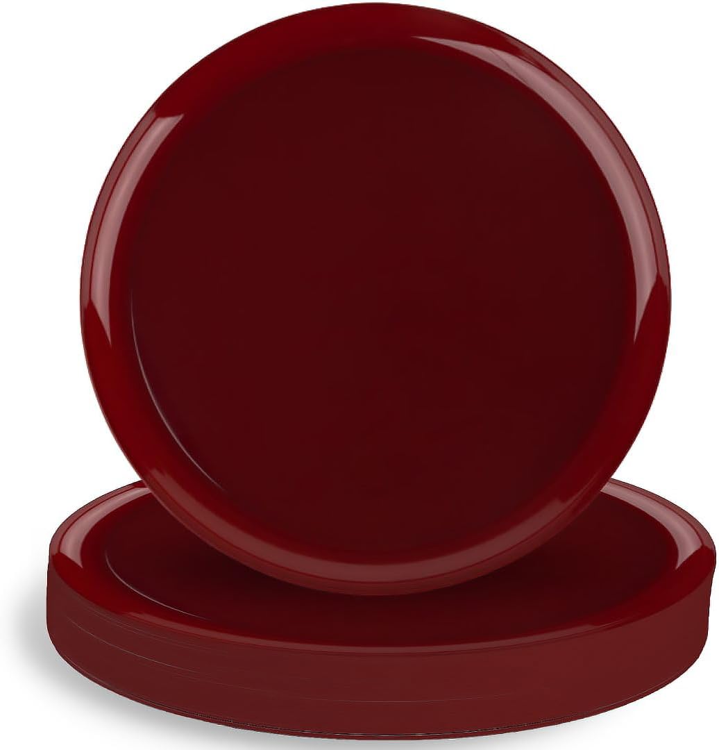 Blue Sky Edge Collection – Platos de plástico rojo arándano de 6.3 pulgadas, 10 unidades, vajilla desechable elegante y resistente para fiestas,