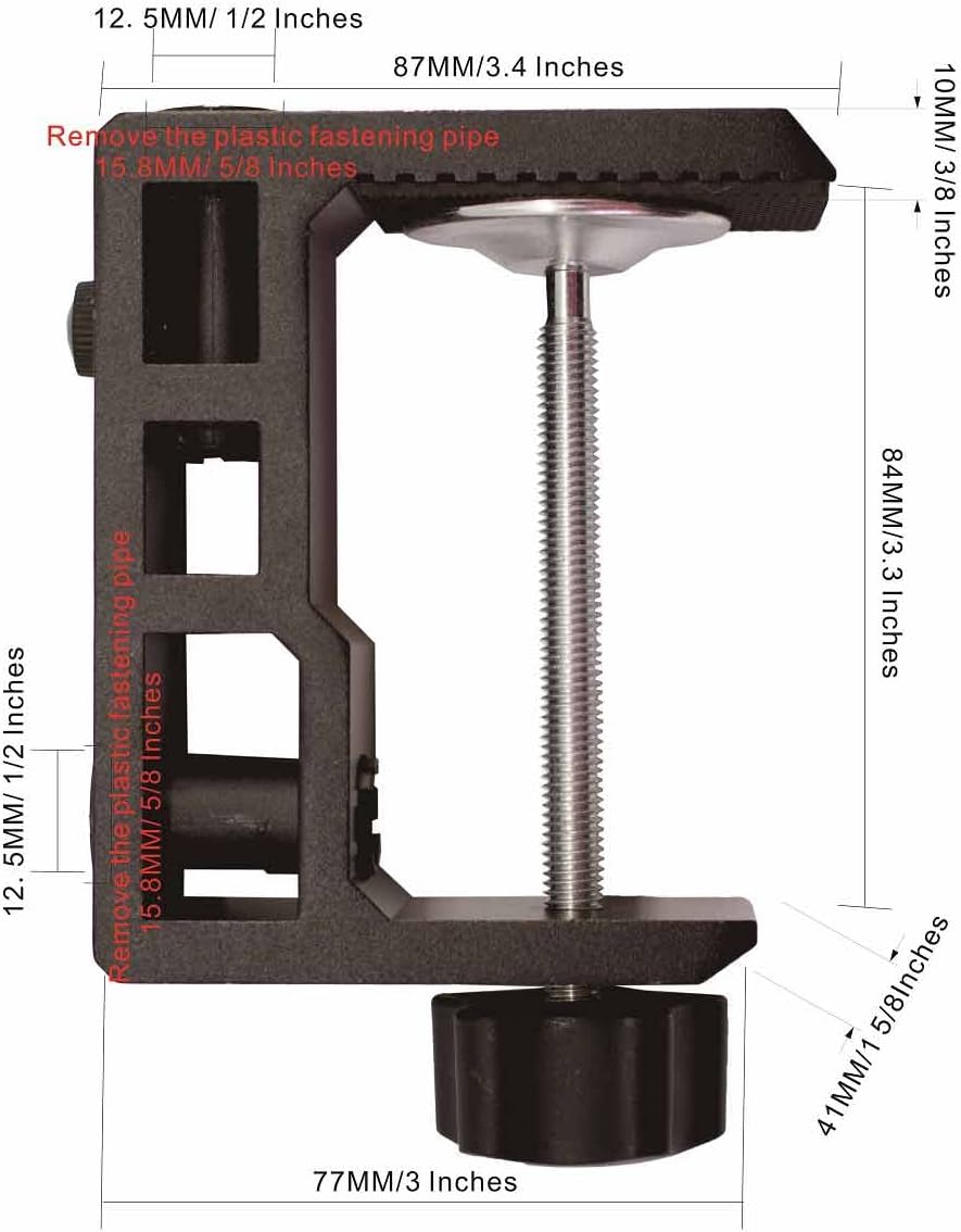 Replacement Heavy Duty C Clamp for 12 Base Magnifying LampXINME Desk LampSwing Arm LampPhone MountI pad MountTablet HolderMic Holder (G2 BLACK)