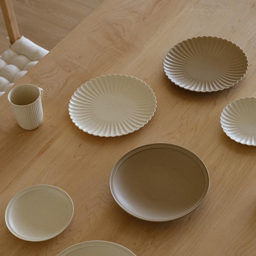 WENSHUO Daisy – Juego de 6 platos llanos, redondos de 6.7 pulgadas, crema mate