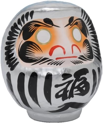Muñeca Daruma hecha a mano en Takasaki, Japón #1 de 4.3 pulgadas, plata