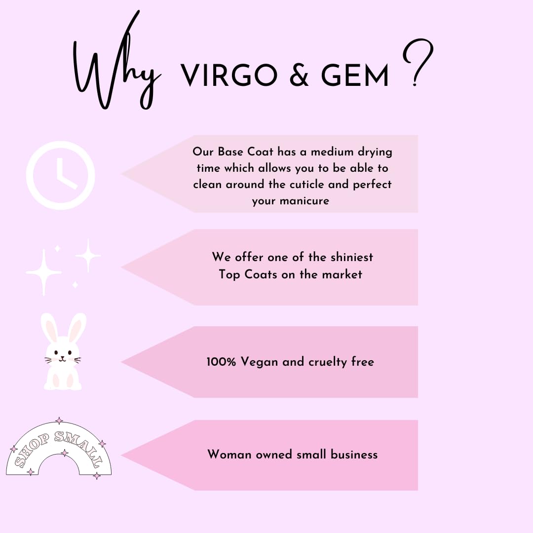 Virgo & Gem – Capa base de polvo de inmersión de 0.5 fl oz, capa superior, activador, protector de cepillo y enlace de pH (PH BOND)