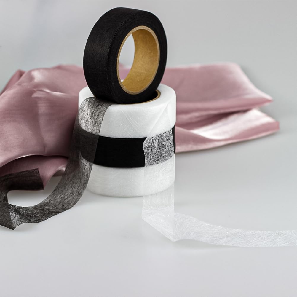 4 rollos de cinta de dobladillo para planchar, cinta adhesiva de 1 pulgada para dobladillo, cinta de fusión de tela para cortinas, ropa y proyectos
