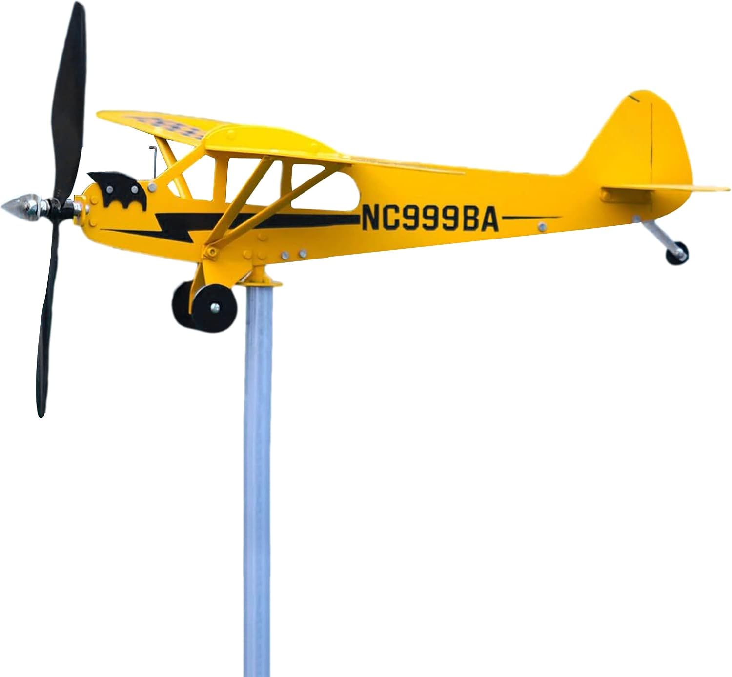 Piper J3 Cub – Veleta de viento de avión, molino de viento de metal, molino de viento de metal, molino de viento de jardín, veleta para jardín,