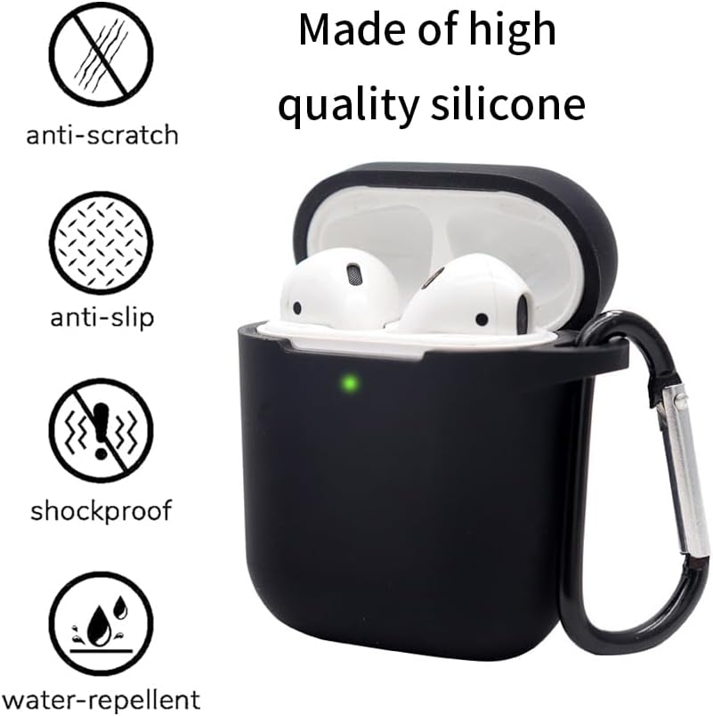 Funda para Airpods con llavero, funda de silicona suave para Airpods de 2 generación, funda para Airpods de 1 generación, LED frontal visible