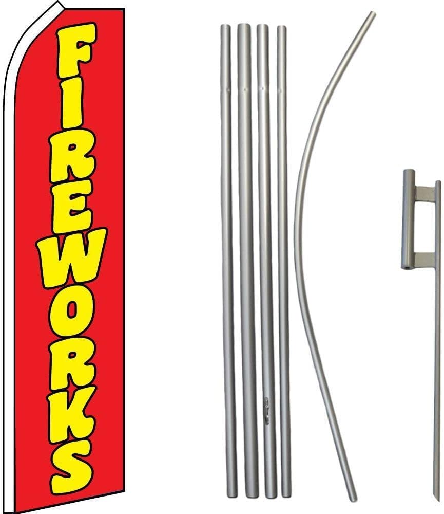 Premium Fireworks RedSwooper Flag & 16ft Flagpole KitGround