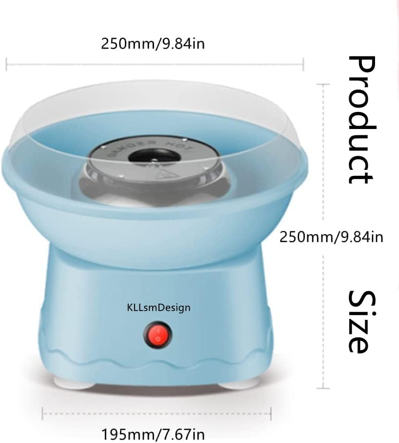 KLLsmDesign Máquina de algodón de azúcar para niños, máquina eléctrica portátil de algodón de azúcar con 10 conos reutilizables y cuchara de azúcar
