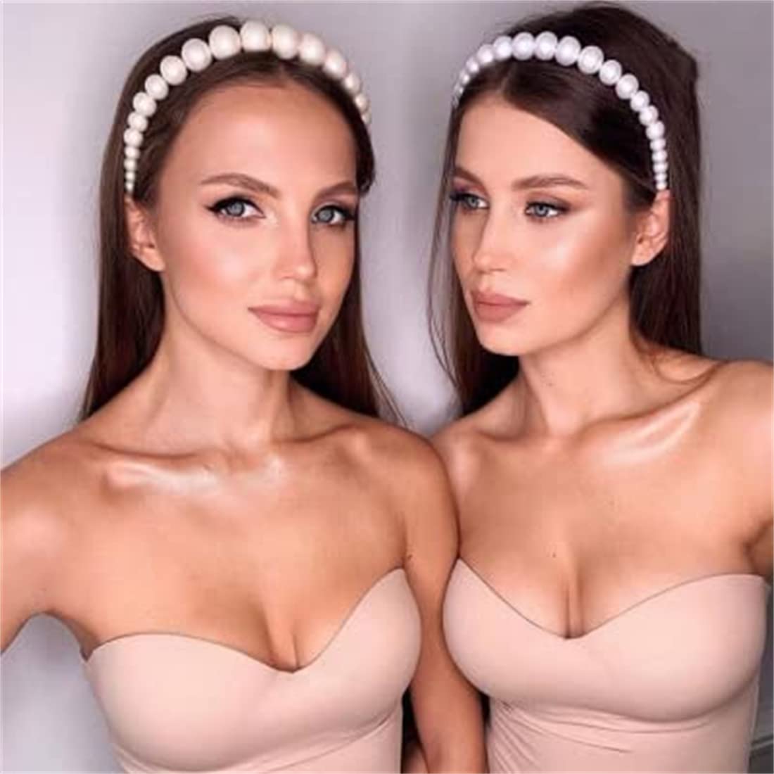 Diademas completas para mujer, elegantes aros de cristal blanco con perlas para el cabello, accesorios para el cabello, perlas, vintage, grandes,