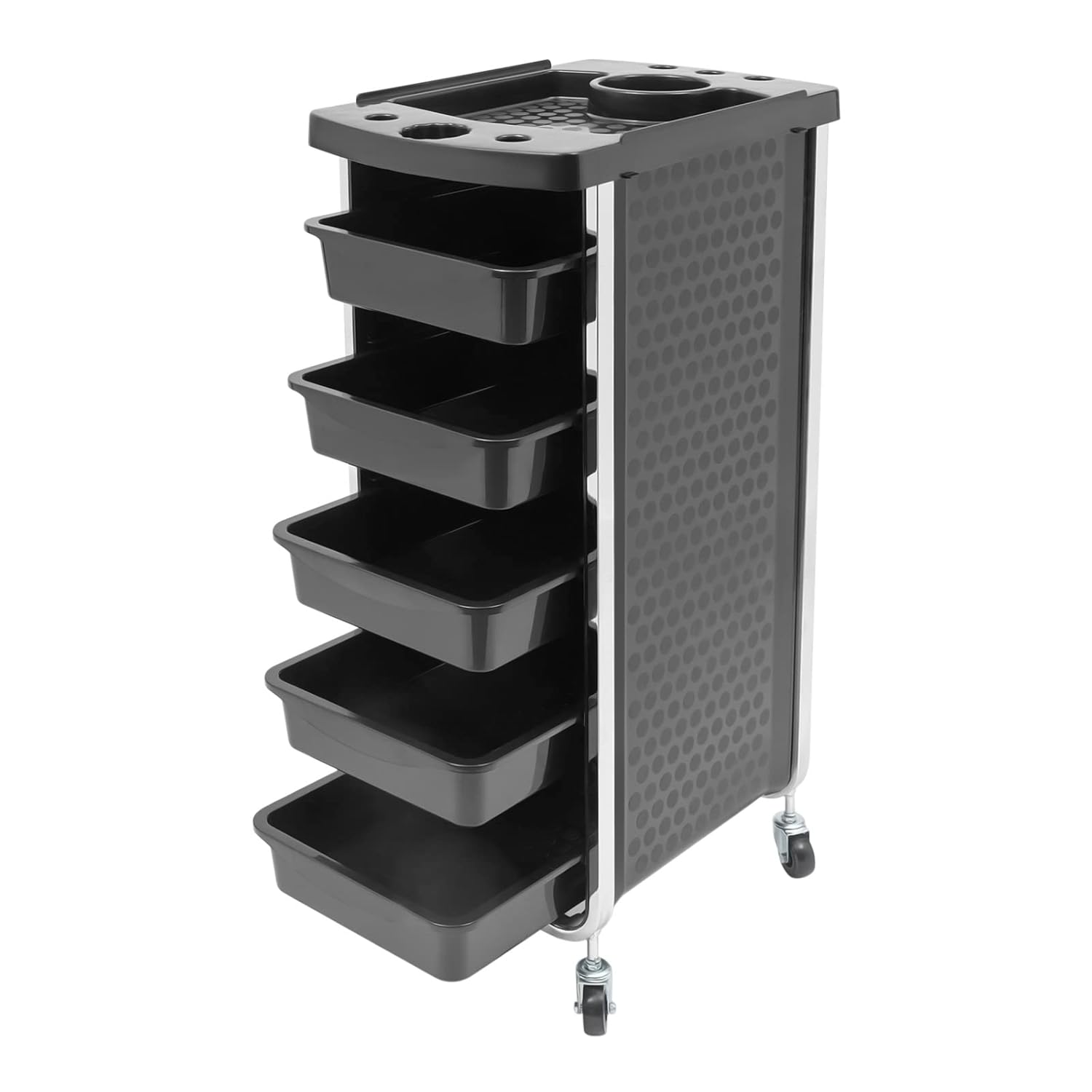 Carrito de salón con ruedas para peluquería, carrito de belleza con 5 cajones grandes, carrito de herramientas multiusos para tiendas de belleza,