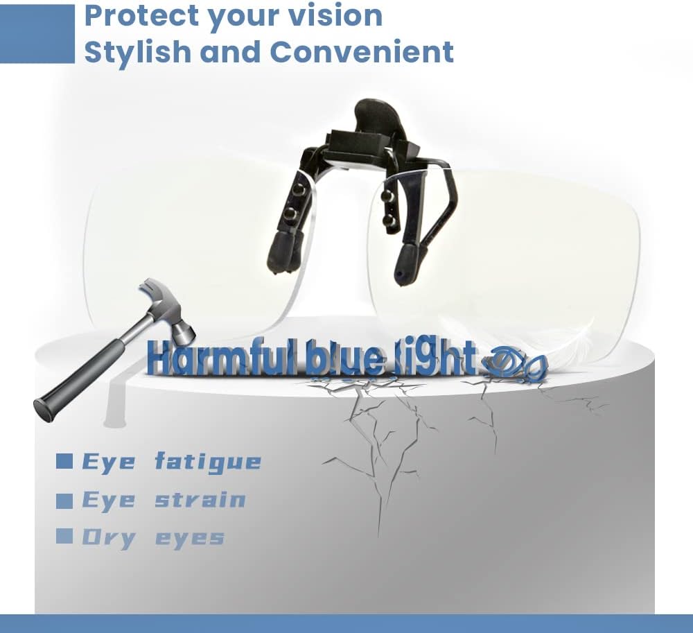 Lentes de lectura con clip y abatibles, con bloqueo de luz azul, lupas, lentes, para unisex (transparente, 3.0)