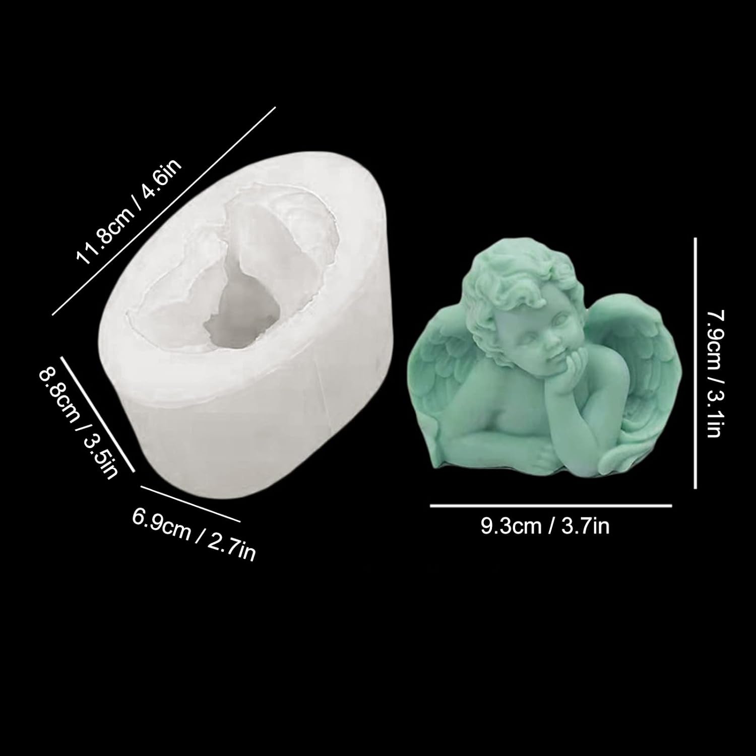 Tomotato Molde de resina de ángel 3D, molde de silicona reutilizable de grado alimenticio, moldes para hacer manualidades para decoración de jabón,