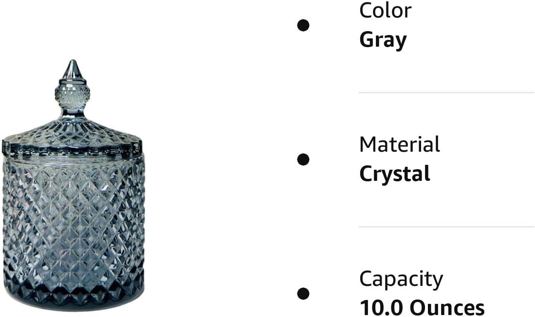 Sizikato Tarro de caramelo de cristal facetado de diamante con tapa, tarro decorativo colorido, joyero, soporte de almacenamiento de hisopos de