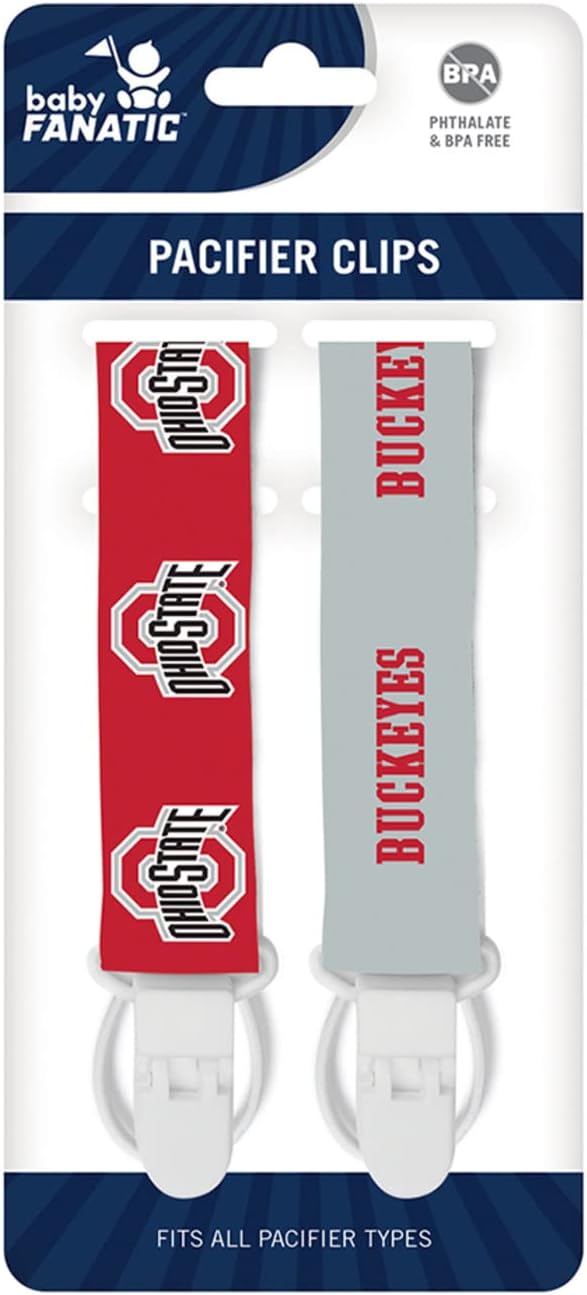 BabyFanatic – Pinzas para chupete unisex con licencia oficial, paquete de 2  NCAA Ohio State Buckeyes  Ropa para bebés con licencia oficial