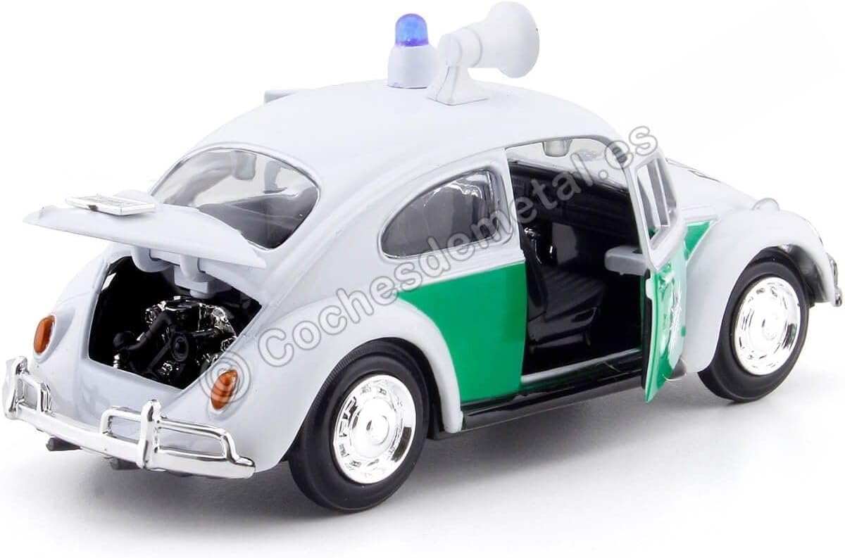 1966 Volkswagen Beetle Alemán Policía Coche Blanco y Verde 124 Diecast Model Car por Motormax