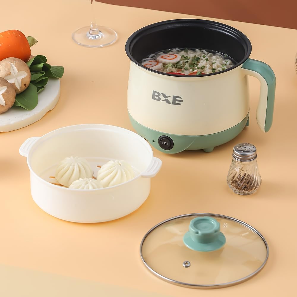 BXE Olla eléctrica eléctrica 6 en 1, cocina portátil multifuncional de viaje, apagado automático, calefacción rápida, compacta y portátil, olla de