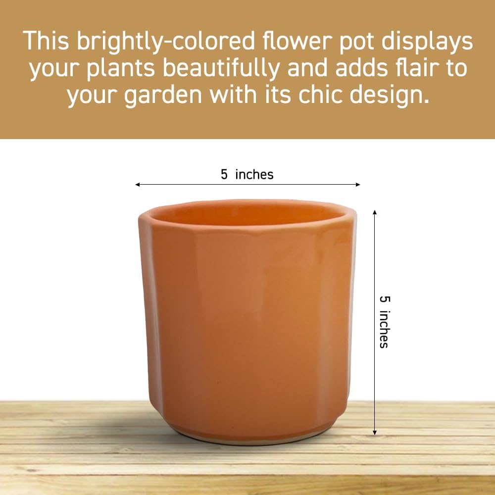 Perilla Home Maceta individual de cerámica hecha a mano para interiores y exteriores con orificio de drenaje para decoración del hogar y la oficina,