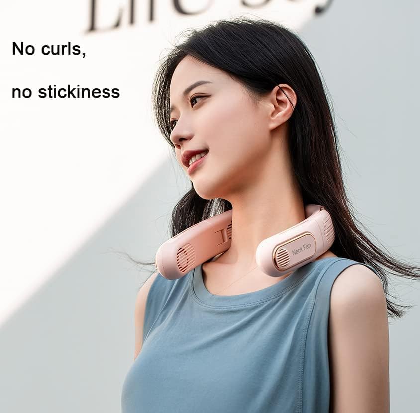 Ventilador de cuello portátil sin aspas, recargable, 5000 mAh, aire acondicionado de cuello de 3 velocidades, ventiladores personales con 4 motores