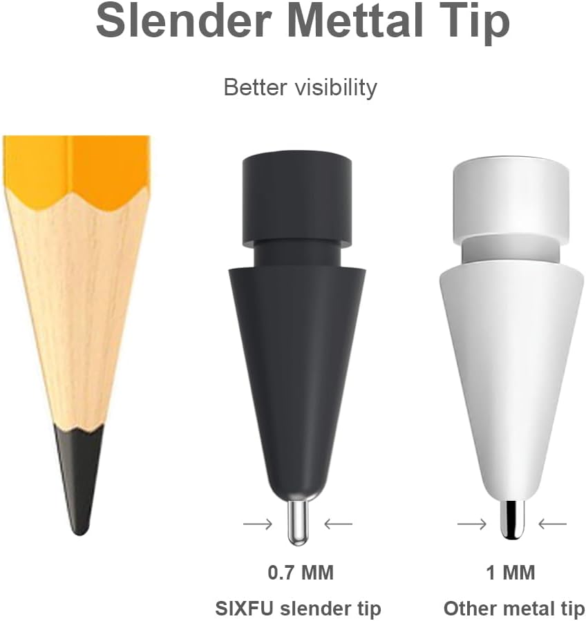 Puntas de repuesto para Apple Pencil, bolígrafo mejorado como metal delgado con control preciso de punta fina para Apple Pencil 21 Gen, accesorios