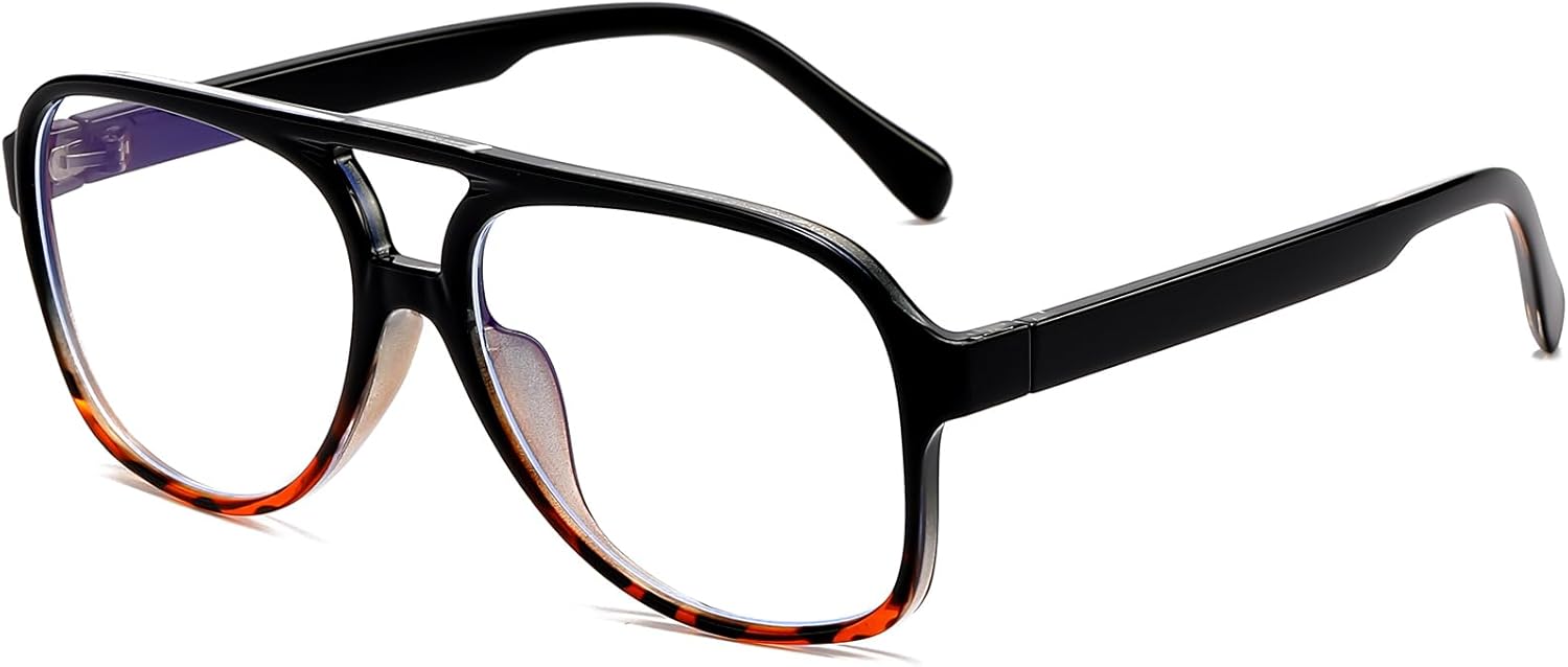 ZIMUSUN Gafas de aviador retro con luz azul para mujeres y hombres de los años 70, gafas de piloto con marco de gran tamaño, antifatiga ocular