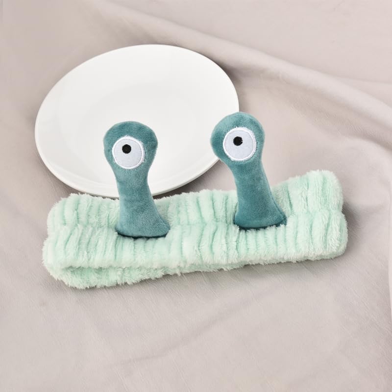 Diadema con diseño de caracol para la cabeza, para maquillaje facial, banda para el cabello con dibujos animados, de forro polar coral, diademas