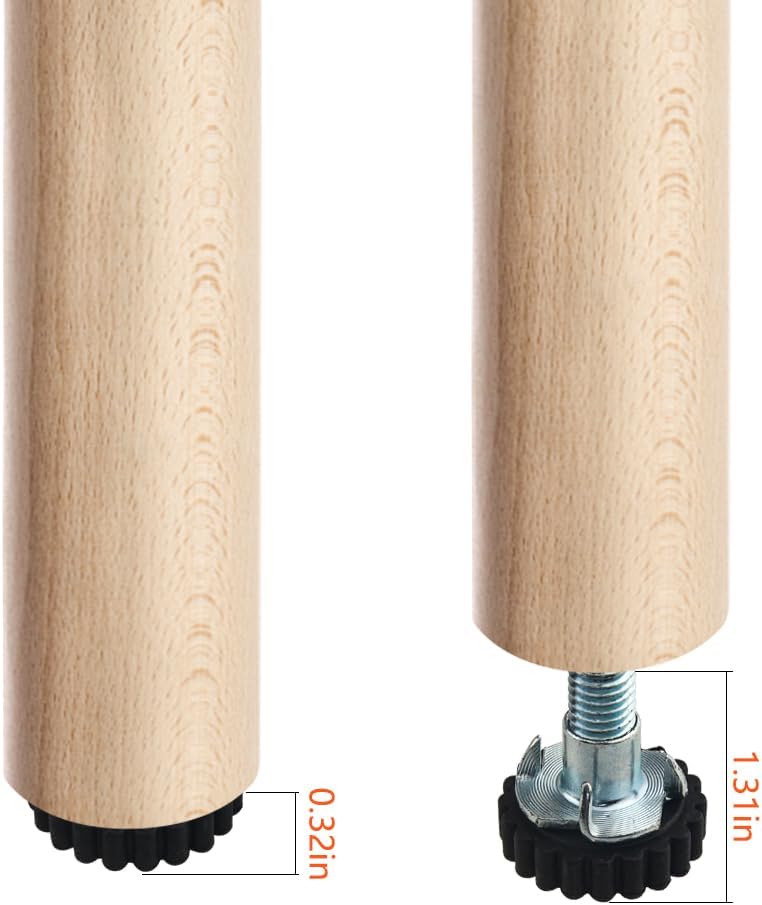 TOVOT 20 pies de nivelación de muebles M10 de 1.181 in, patas de mesa atornillables para muebles, niveladores resistentes con tuercas en T para
