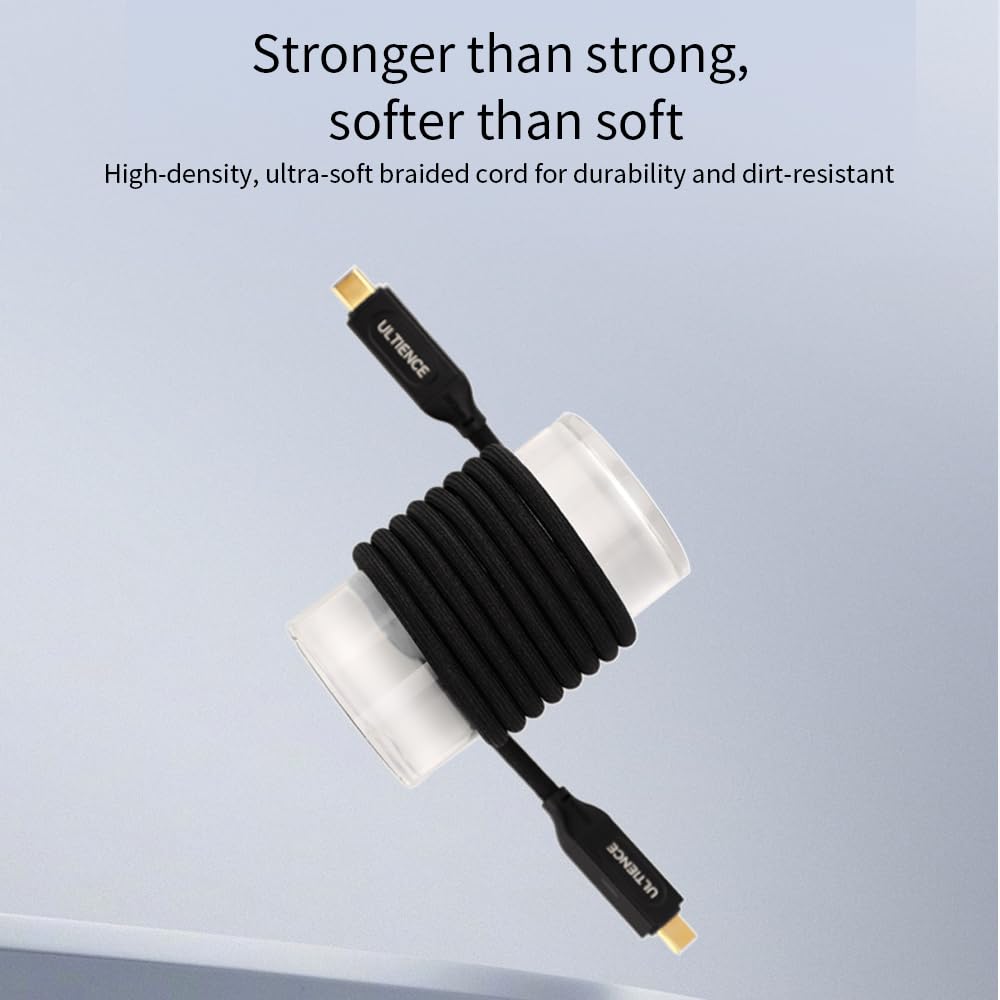 Cable de carga rápida USB C a USB C de 240 W, 4.9 pies, compatible con monitores Thunderbolt 3USB 4PD8K, cable trenzado de transferencia de datos de