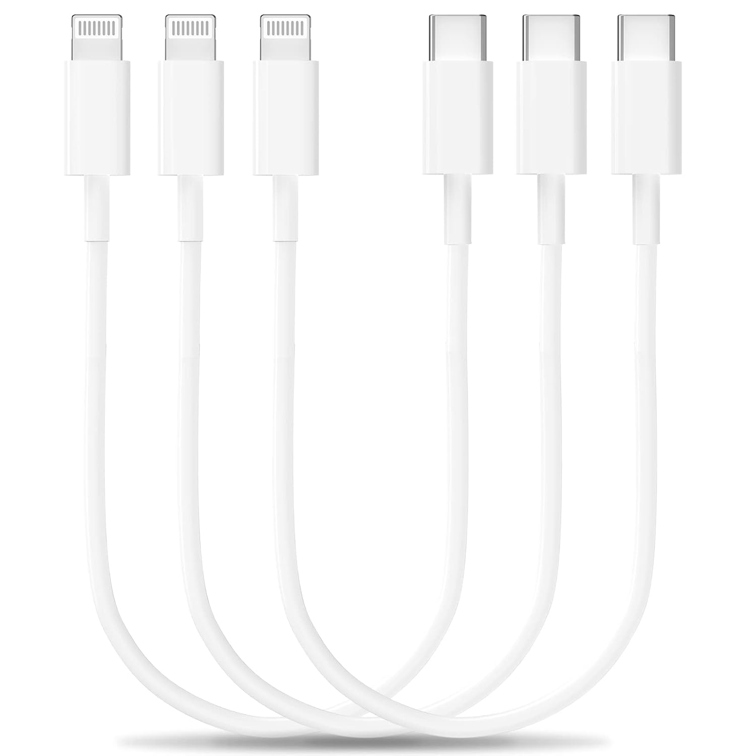 Certificado Apple MFi Cable corto USB-C a Lightning (paquete de 3 0.6 pies), cable de carga rápida para iPhone, cable de carga USB-C de entrega de