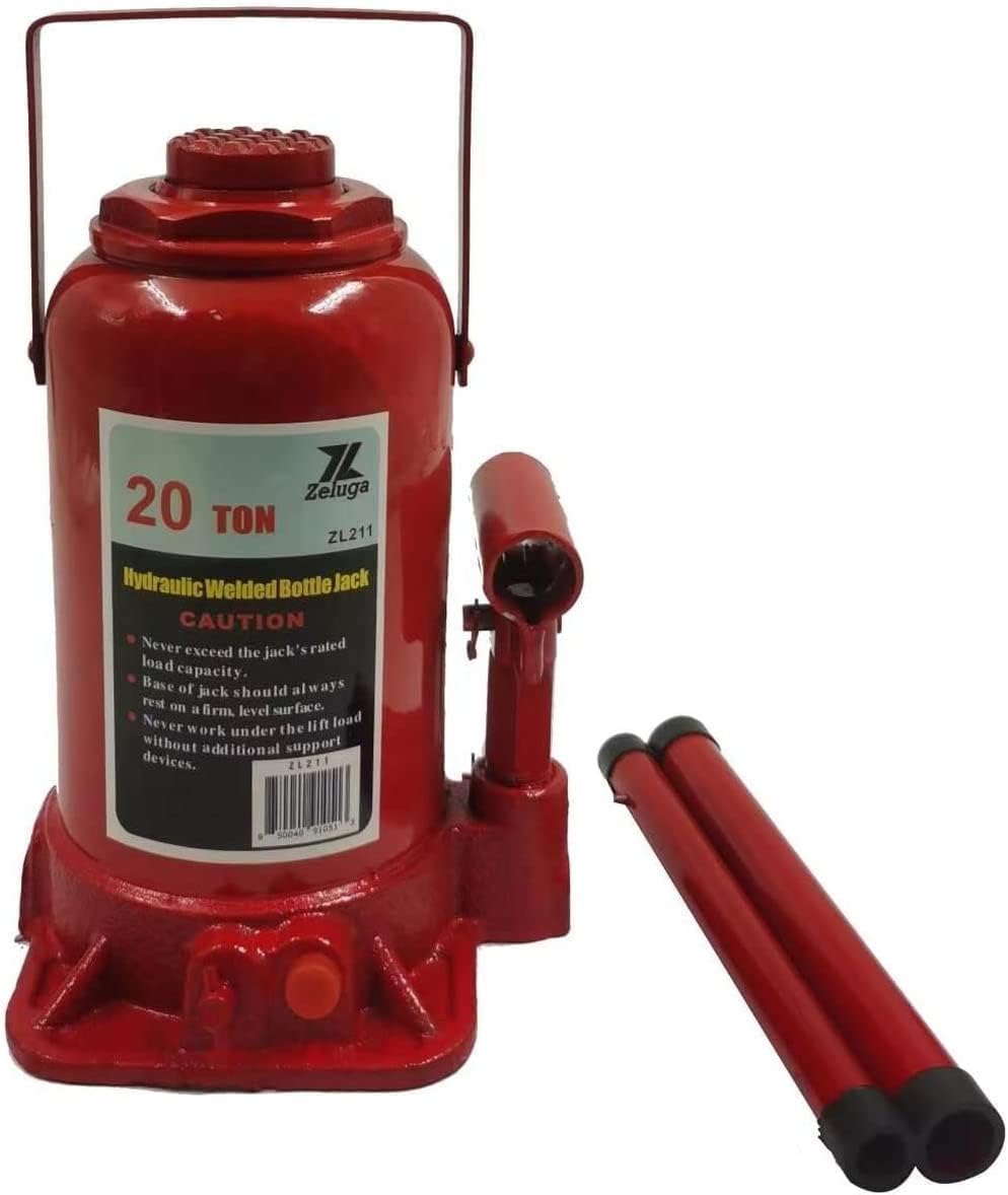 Zeluga ZL211 20 toneladas 40,000 libras capacidad hidráulica soldada botella Jack, rojo