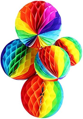 8 bolas iridiscentes colgantes de panal de abejas arco iris, papel de seda, pompones, bolas decorativas para despedida de soltera, boda, cumpleaños,