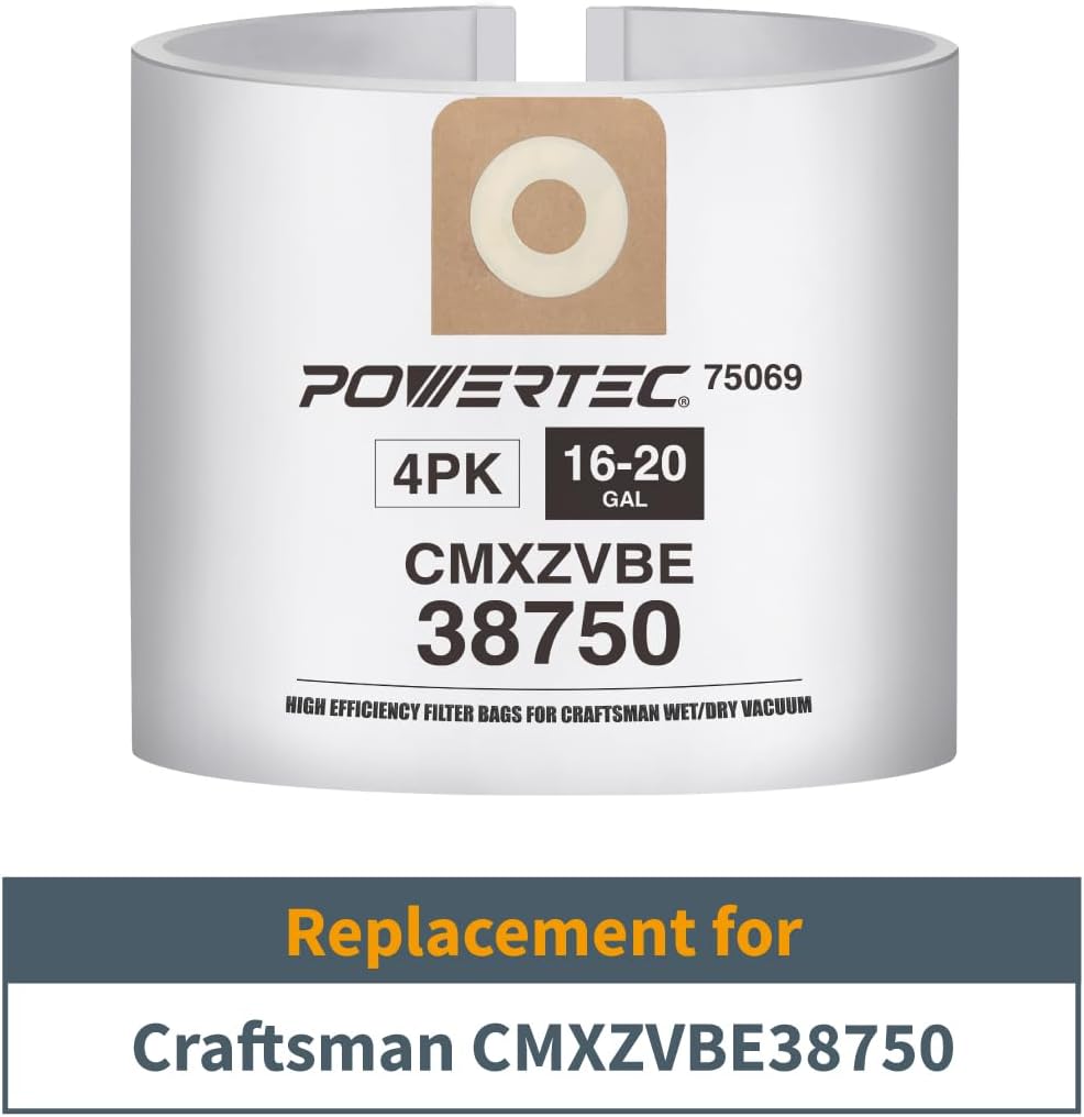 POWERTEC 75069-P2 – Paquete de 4 aspiradoras Craftsman de 16 a 20 galones, repuesto para #CMXZVBE38750