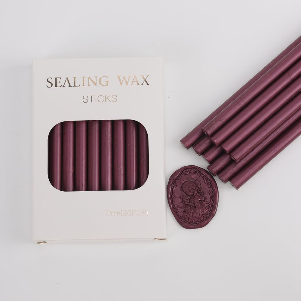 STAMPMASTER – Varillas de cera de sellado de color rojo profundo para sello de cera, 20 varillas de cera para pistola de cera para invitaciones de