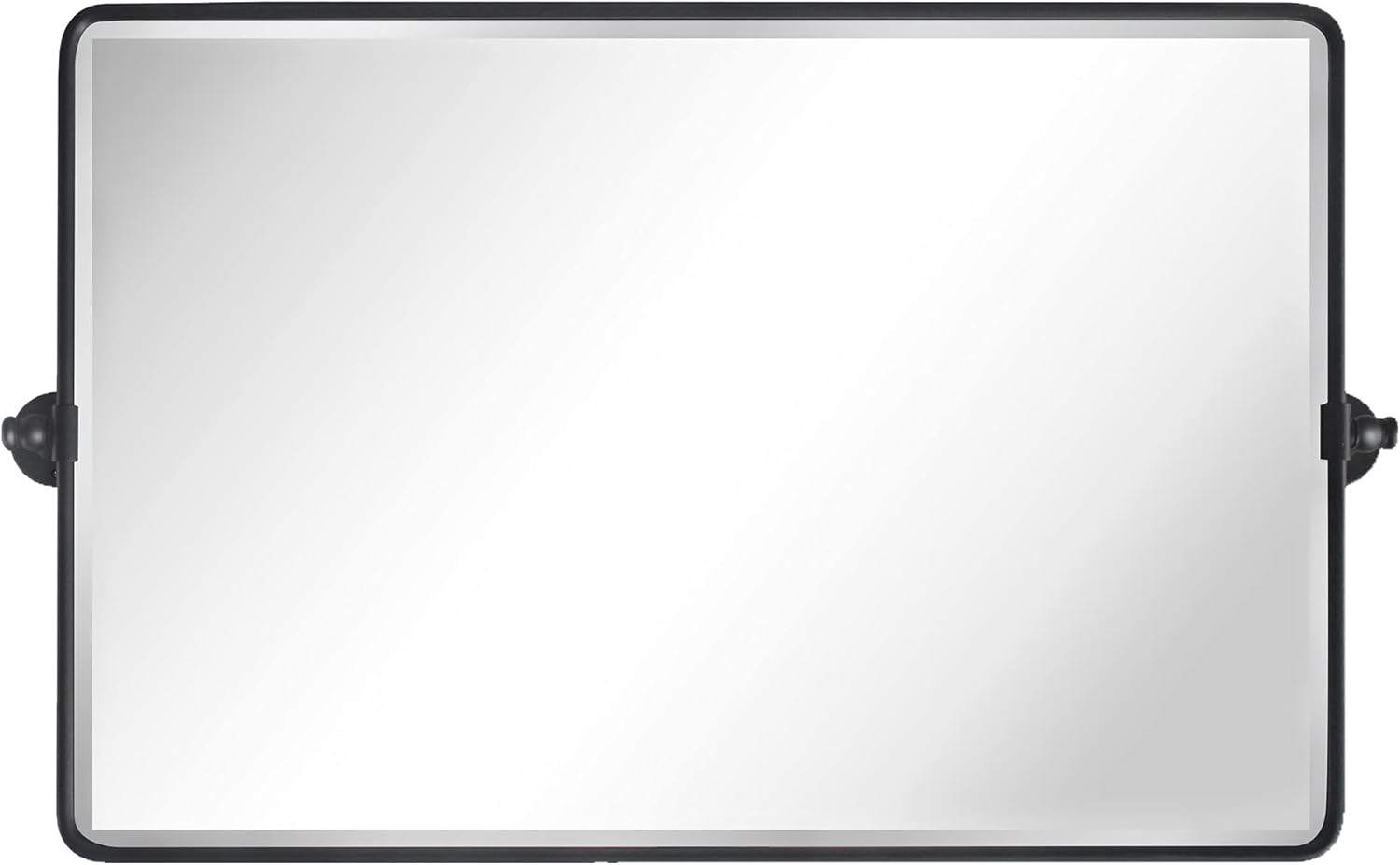 TEHOME Espejo pivote horizontal, espejo de inclinación negro para baño, espejo de baño rectangular con marco de metal biselado, 35 x 23 pulgadas