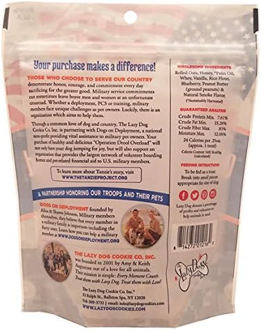 The Lazy Dog Cookie Co. & Dogs on Deployment Operation Drool Overload Blueberry & Peanut Butter Golosinas para perros, 5 onzas (paquete de 3)
