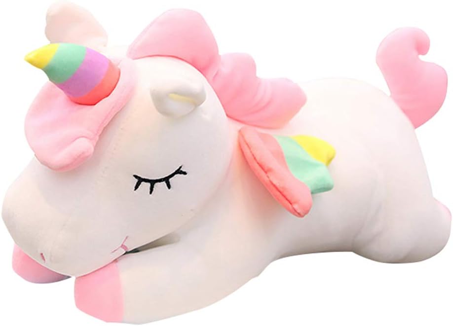 Animales de peluche de unicornio, almohada suave de unicornio para abrazar, regalo para niños (blanco, 12 pulgadas)