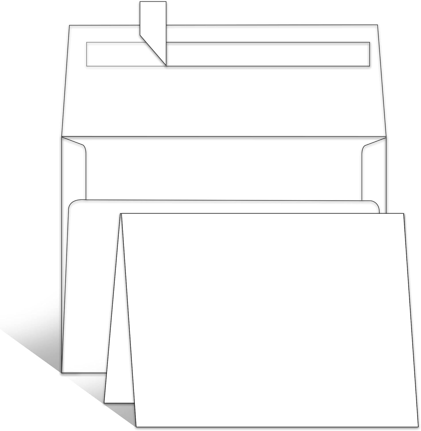 Tarjetas blancas en blanco con sobres, cartulina plegada de 4 x 6 y sobres A6 autosellados, paquete de 100 para invitaciones, bodas, tarjetas de