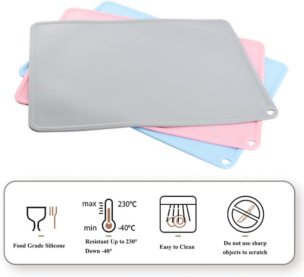 Tapete de silicona para alimentación de mascotas, perro y gato, mantel individual con borde elevado, antideslizante, impermeable, bandeja de comida