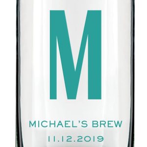 WEDDINGSTAR Vaso de cerveza personalizado en forma de lata de 16 oz – Impresión de monograma WEDDINGSTAR Vaso de cerveza personalizado en forma de lata de 16 oz – Impresión de monograma