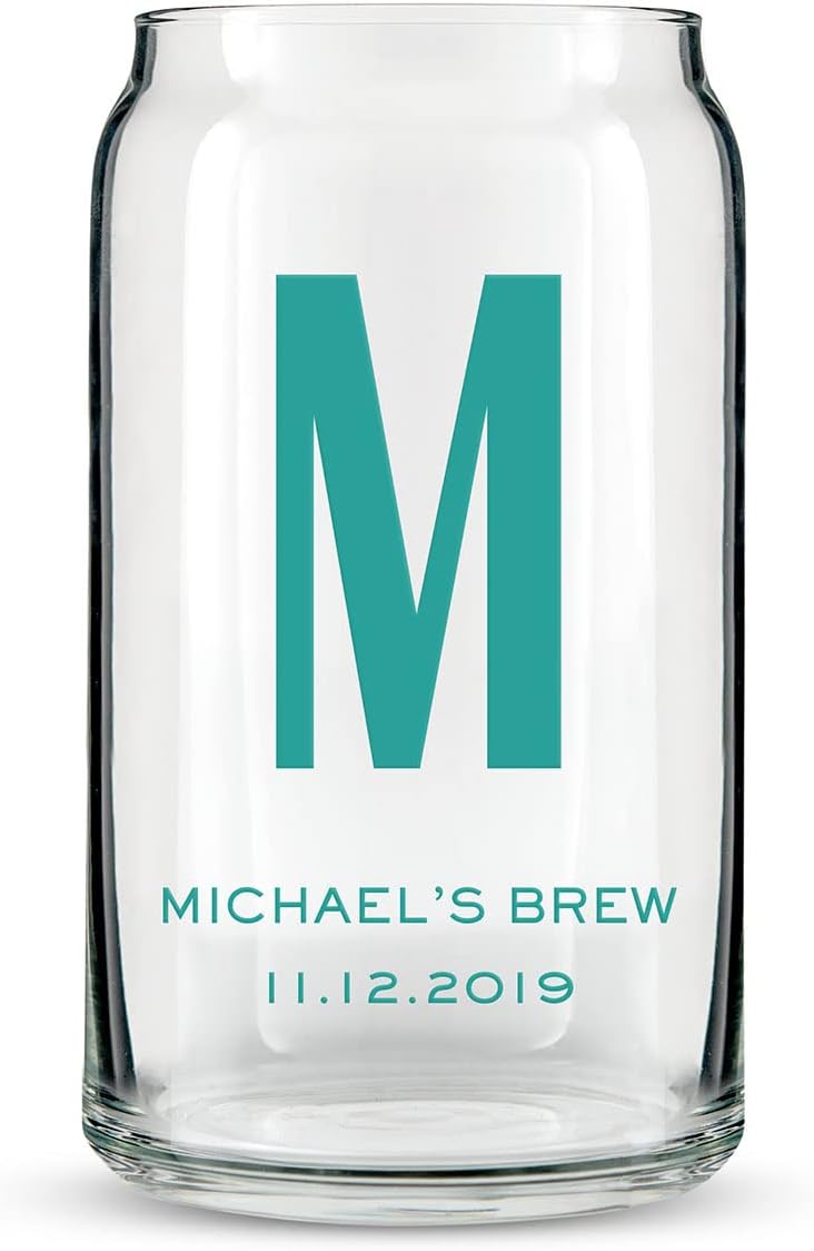 WEDDINGSTAR Vaso de cerveza personalizado en forma de lata de 16 oz – Impresión de monograma
