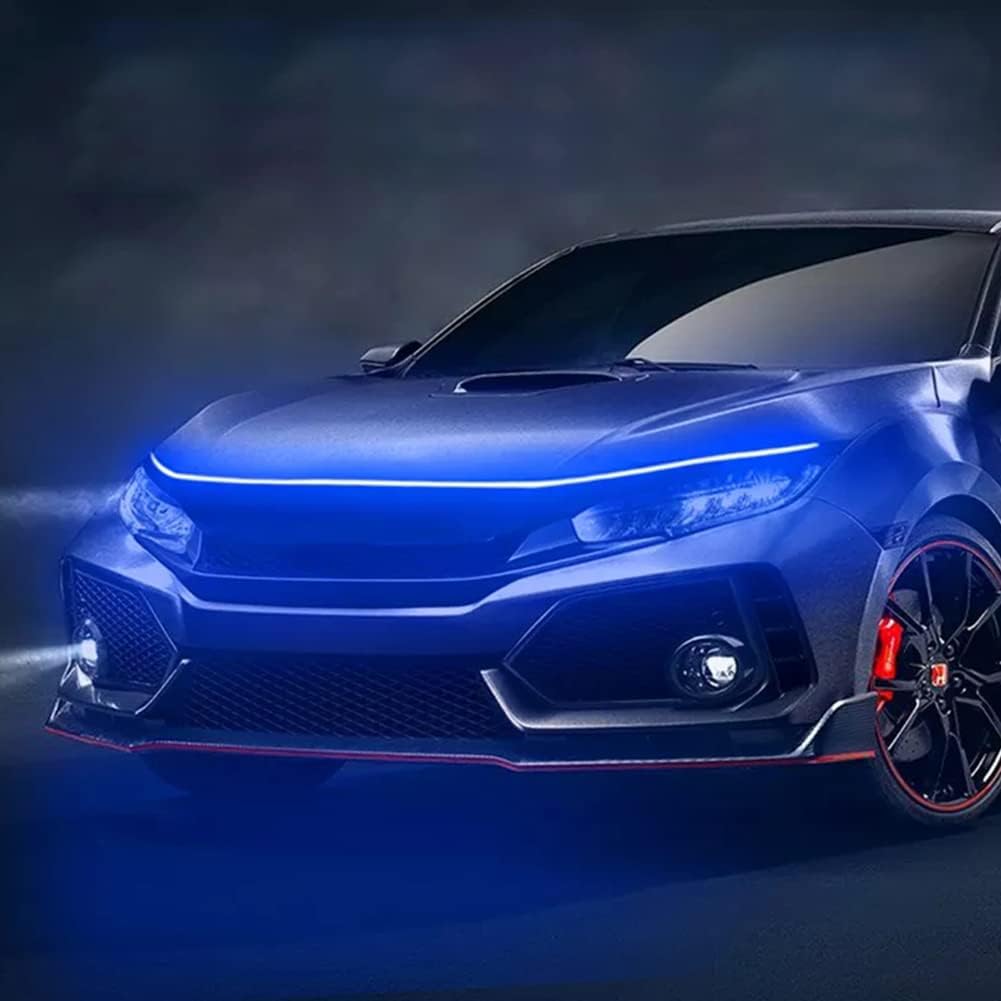Tira de luces LED para capó de automóvil de 79 pulgadas, tira de luces LED flexible para exteriores de automóvil, impermeable, decoración de