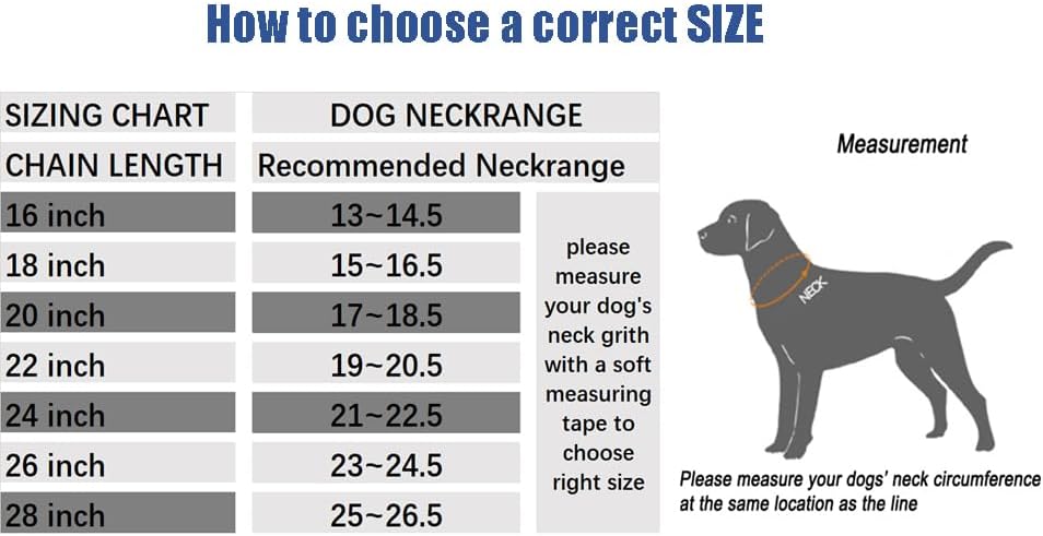 SGODA Collar de estrangulador de entrenamiento para perros, acero inoxidable 304, longitud total 24 pulgadas, 0.138 in