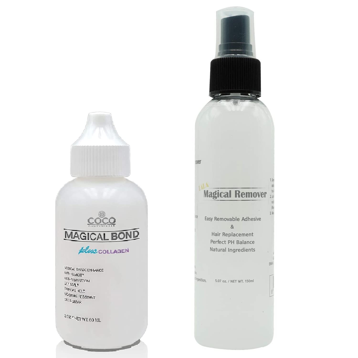 MAGICAL BOND – Pegamento adhesivo de encaje de 2 onzas  pegamento para peluca  pegamento para cabello y removedor mágico de 5.07 onzas  juego de