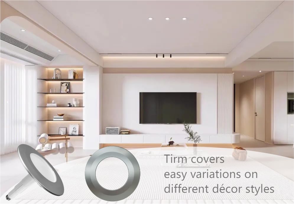Paquete de 4 anillos de plástico plateado mate para iluminación decorada de 56 pulgadas, empotrable, luces de lata, diámetro exterior de 7.59