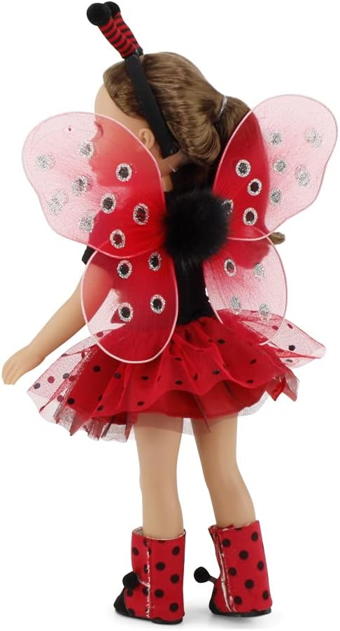 Emily Rose Ropa de muñeca de 14 pulgadas  Magical Lady Bug 5 piezas 14.5 pulgadas muñeca disfraz de Halloween traje con alas extraíbles, diadema de